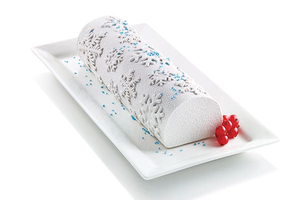 Recette de bûche de Noel, moule silicone avec tapis décor 